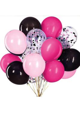 Beysüs Black Pink Transparent Pembe Siyah Şeffaf 50 Adet Balon Seti Zincir Aparatı ve Balon Bandı - 2