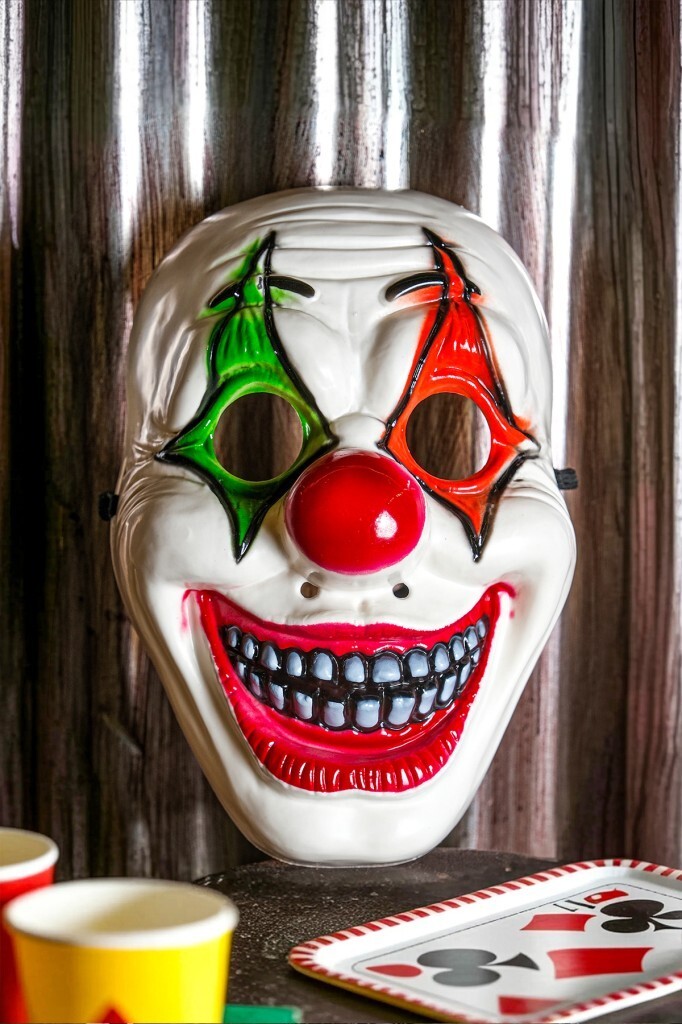 Beysüs Cadılar Bayramı Halloween Maske Palyaço Kırmızı Yeşil - Beysüs