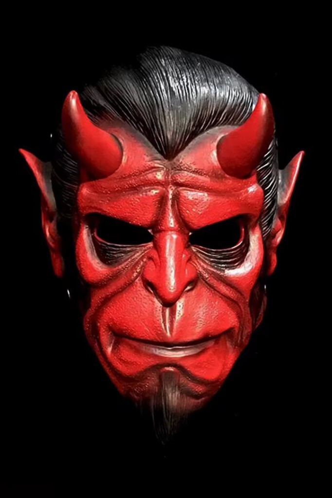 Beysüs Cadılar Bayramı Halloween Maskesi Hellboy Kırmızı Boynuzlu - Beysüs