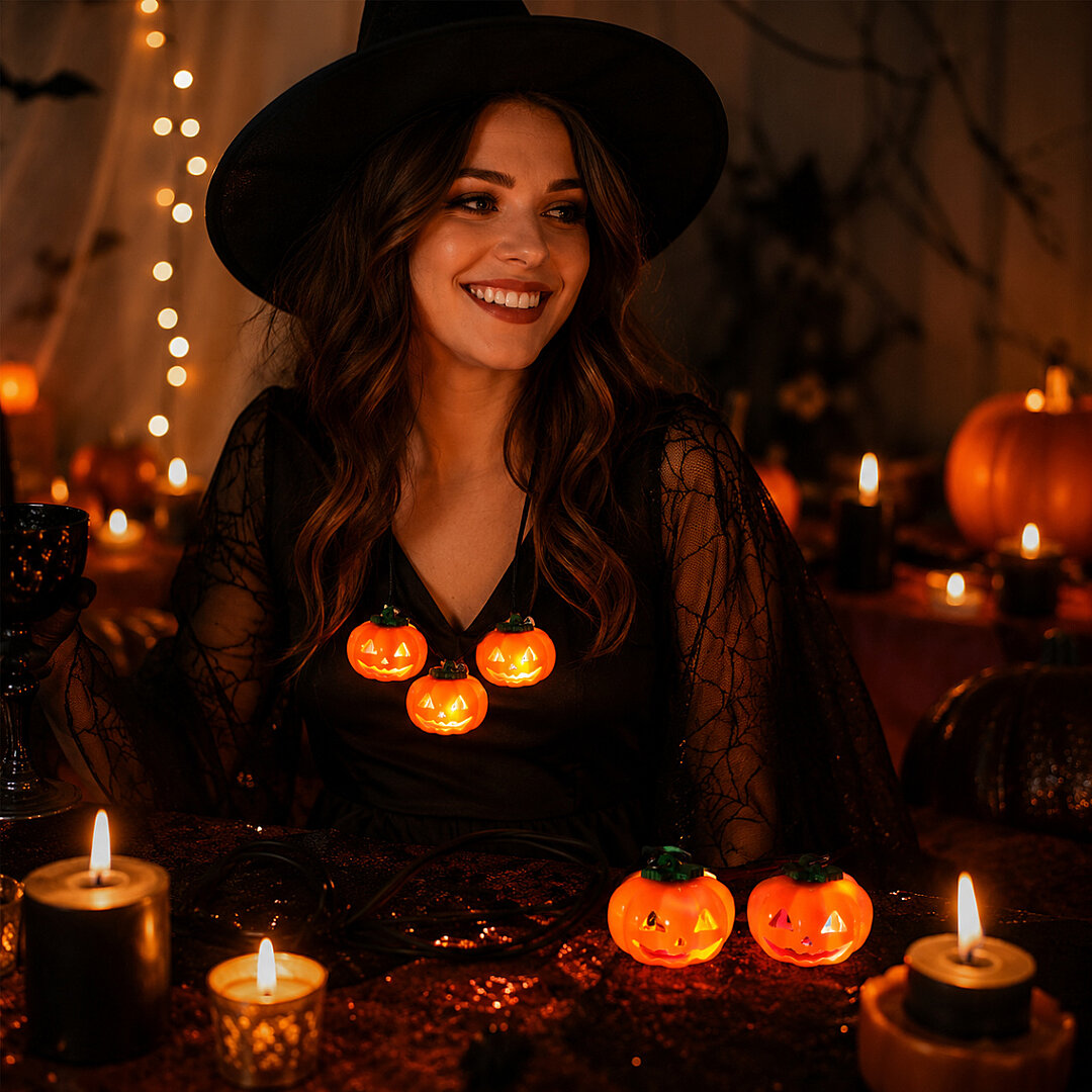 Beysüs Cadılar Bayramı Halloween Pilli Balkabağı Kolye 3 lü - Beysüs