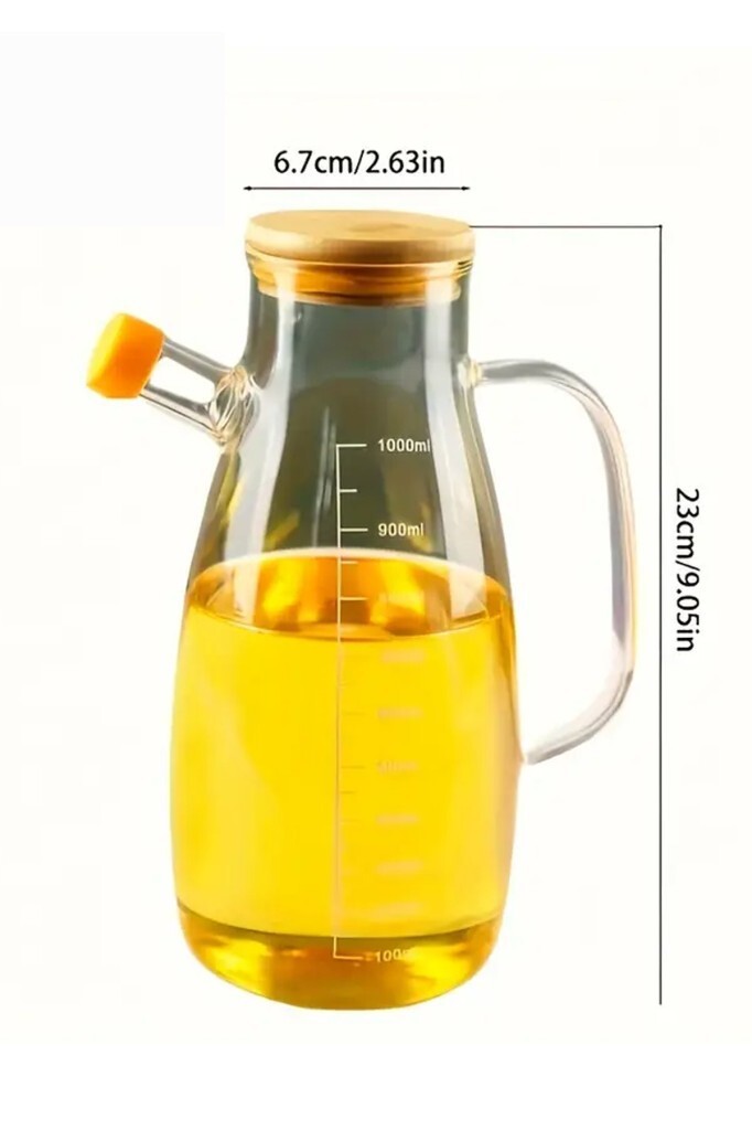 Beysüs Cam Yağdanlık Bambu Kapaklı Borosilikat 1000 m - 2