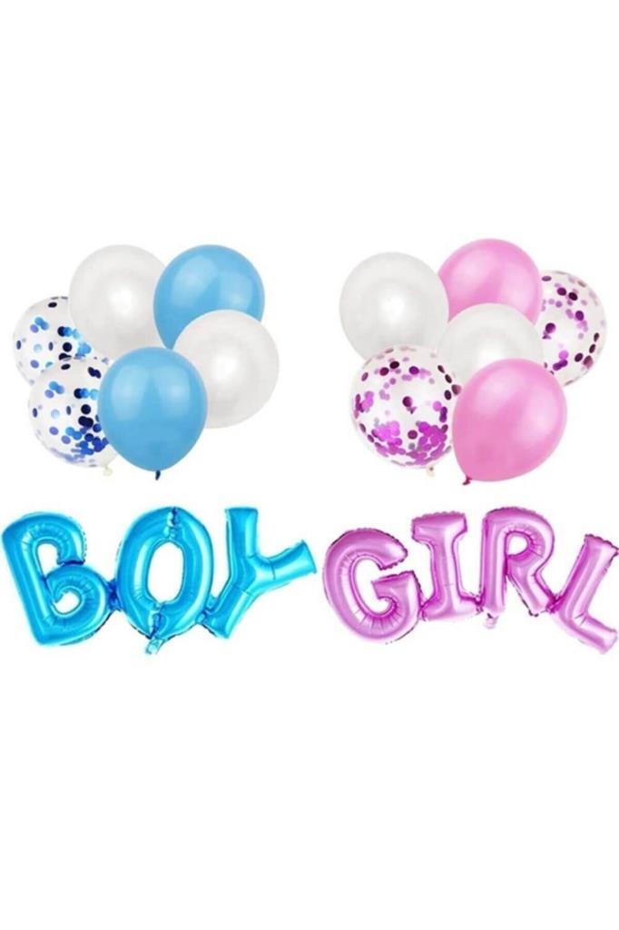 Beysüs Cinsiyet Partisi Girl Boy Mavi Pembe Konfetili Balon Demeti