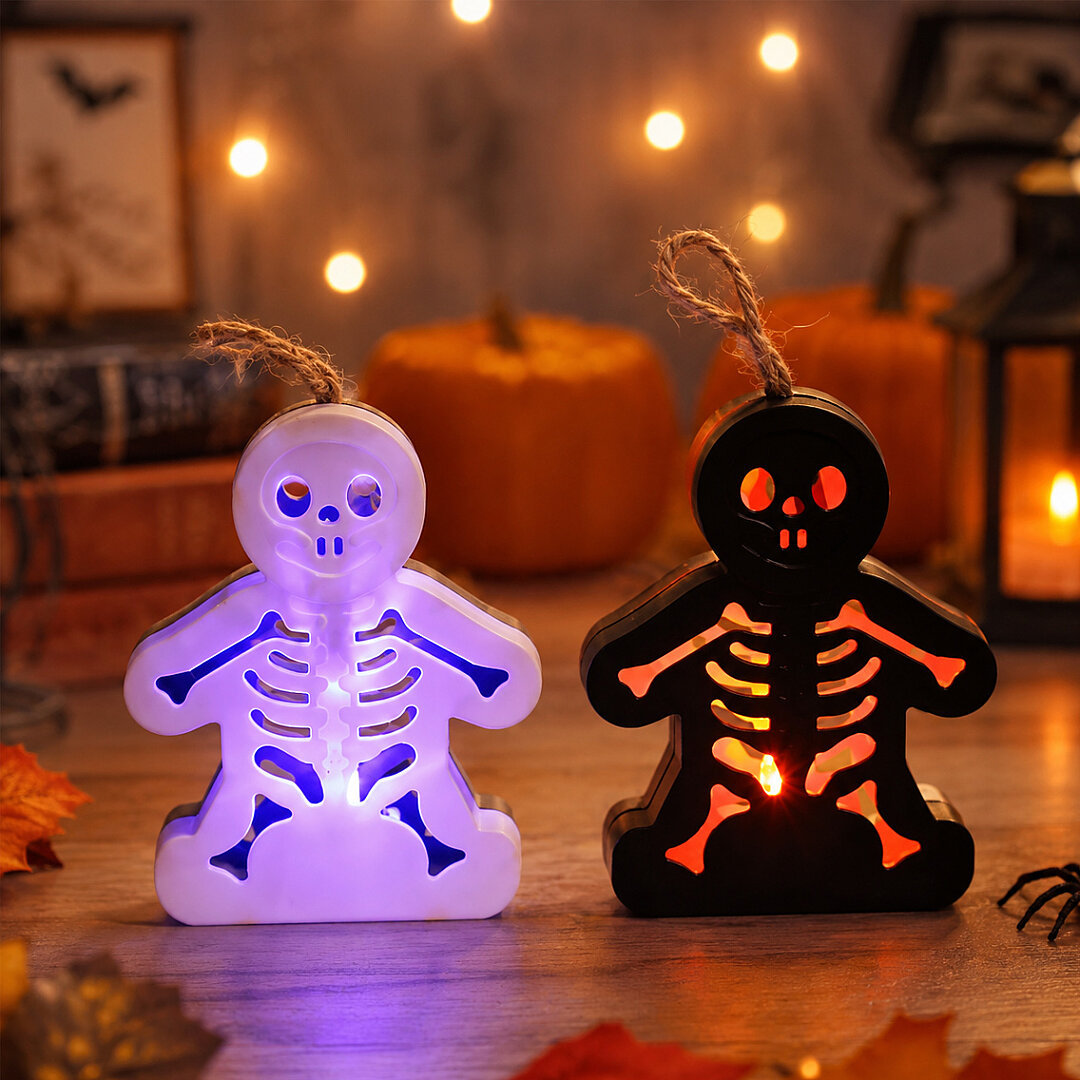 Beysüs Halloween Işıklı Masa Süsü İskelet Çift Taraflı Siyah Beyaz - Beysüs