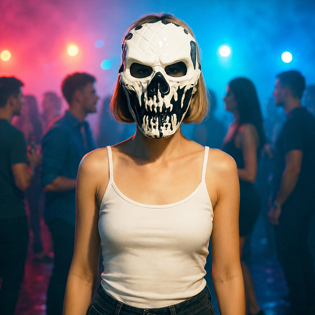 Beysüs Halloween Maske İskelet Kuru Kafa Siyah Beyaz - Beysüs