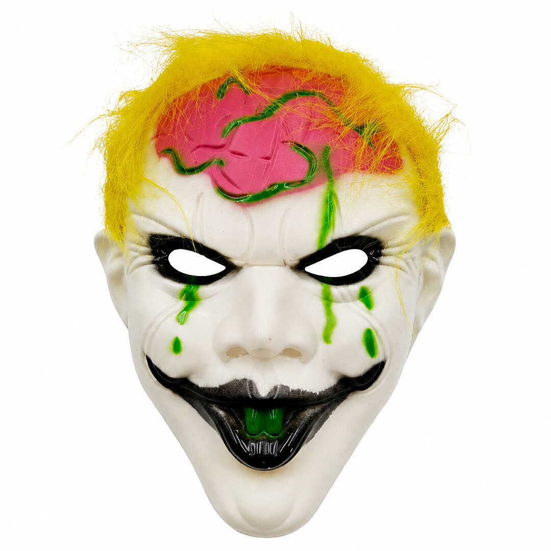 Beysüs Halloween Maske Palyaço Pembe Beyin Sarı Saç - Beysüs