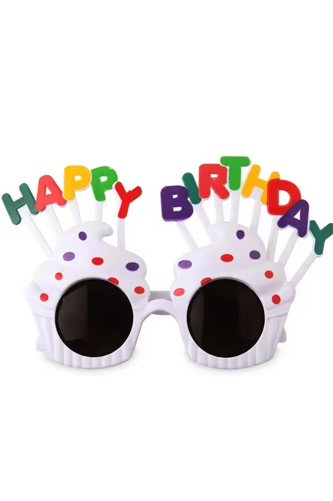Beysüs Happy Birthday Parti Gözlük Cupcake Temalı Beyaz