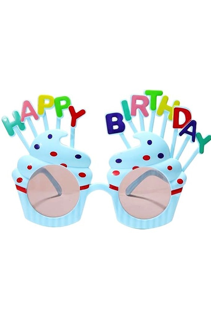 Beysüs Happy Birthday Parti Gözlük Cupcake Temalı Mavi