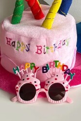 Beysüs Happy Birthday Parti Gözlük Cupcake Temalı Pembe - 4