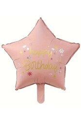 Beysüs Happy Birthday Pembe Yıldız Folyo Balon 18 inç - 1