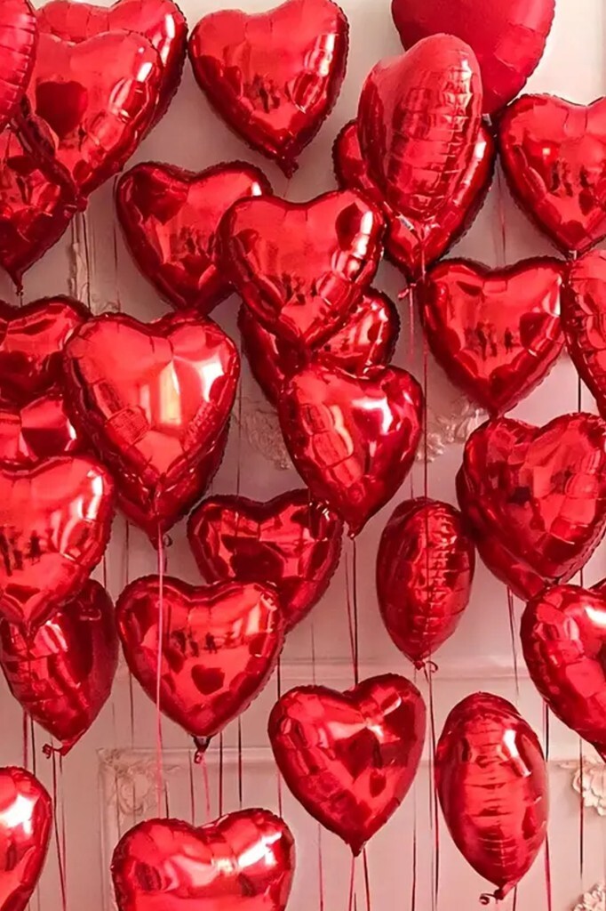 Beysüs Kırmızı Kalp Folyo Balon Parlak 5 Adet 45cm