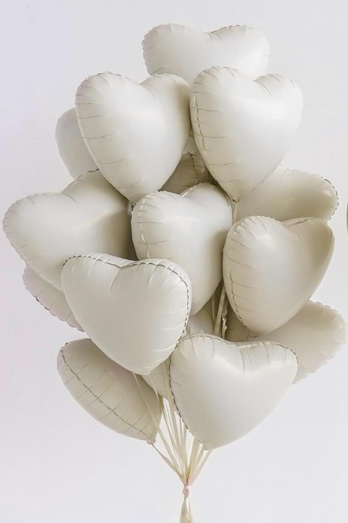 Beysüs Krem Retro Bej Kalp Folyo Balon 18 inç 5 Adet - 2