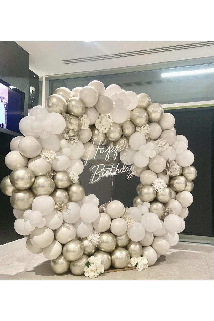 Beysüs Krom Beyaz Altın Ve Pastel Beyaz Balon Zinciri 100 Adet - 1