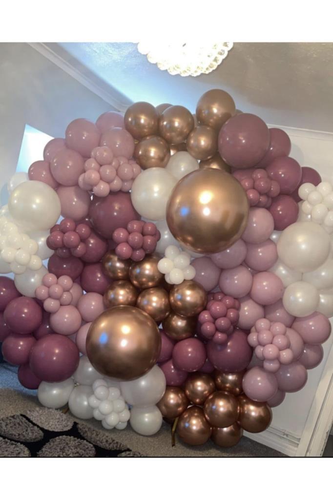 Beysüs Krom Bronz Yaban Çileği Toz Pembe Ve Beyaz Balon Zinciri 100 Adet