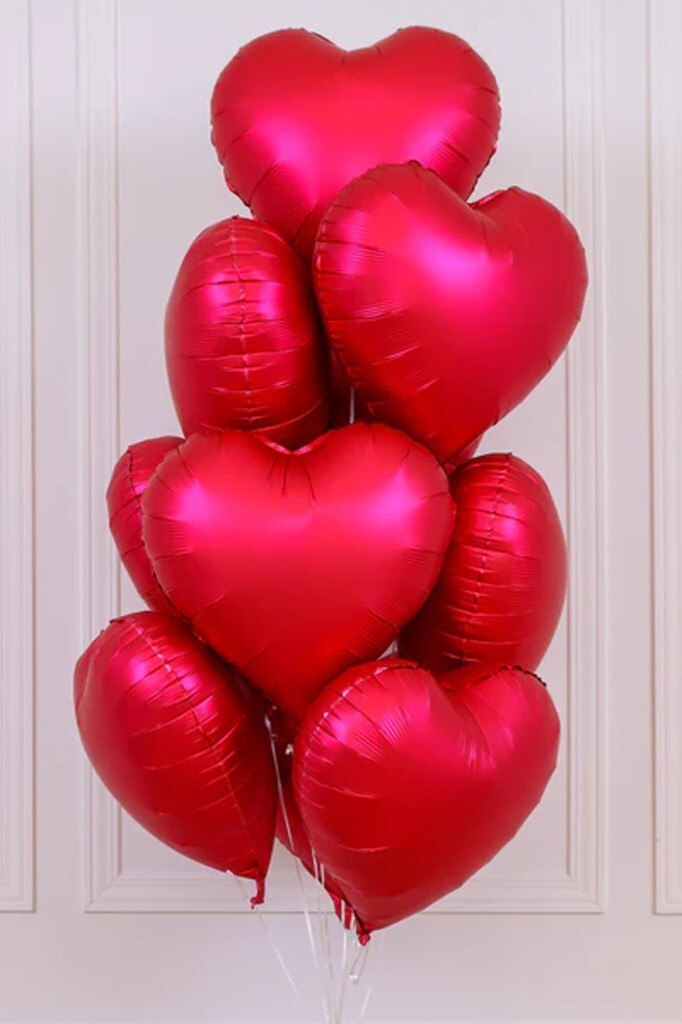 Beysüs Mat Kırmızı Kalp Folyo Balon 5 Adet 45cm