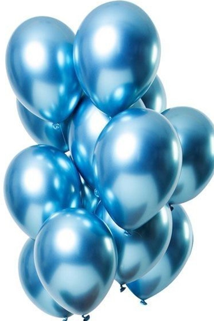 Beysüs Mavi Krom Balon 7 adet 12inç - Beysüs