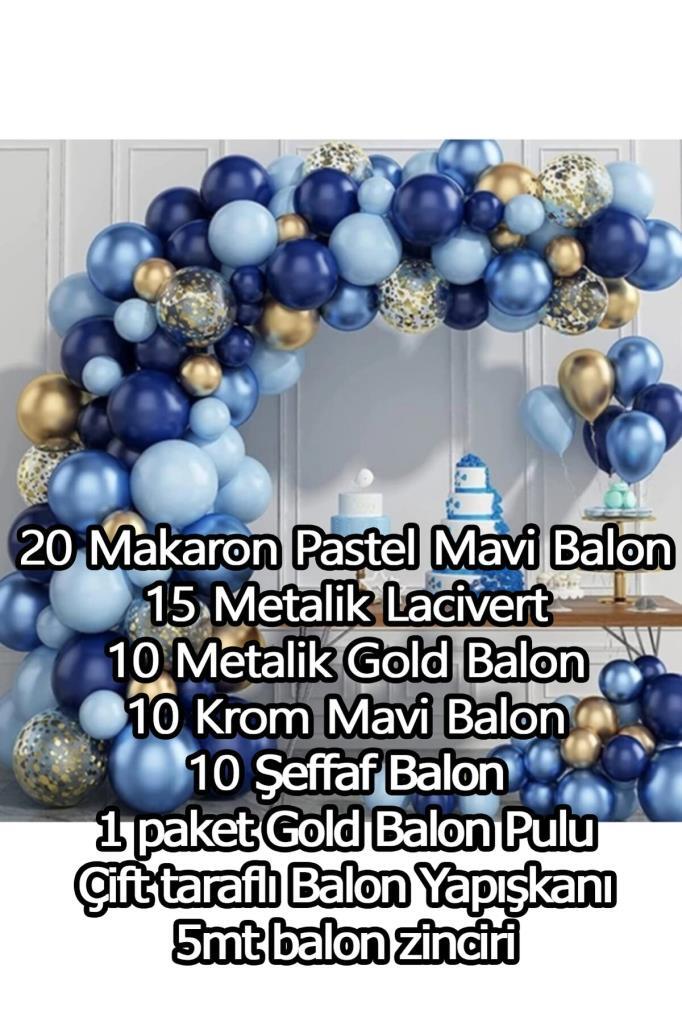 Beysüs Mavi Lacivert 65 li Balon Zinciri Süsleme Seti 5 Renkli Sünnet 1 Yaş - 2