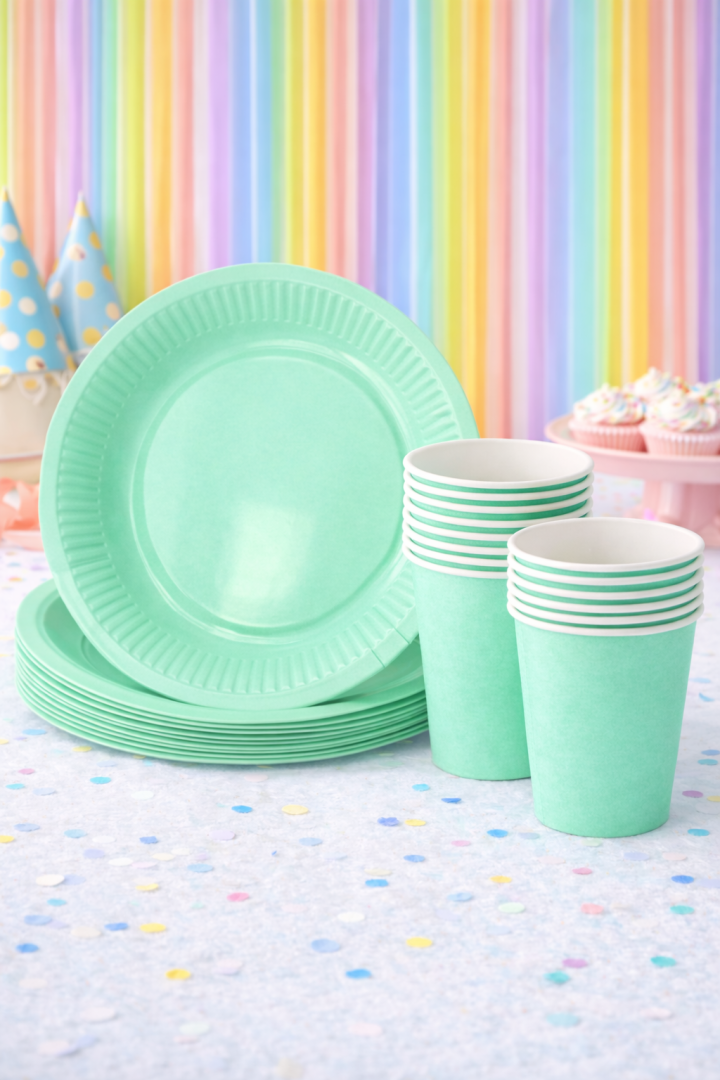 Beysüs Mint Yeşili 8'Li Tabak Bardak Set - Beysüs