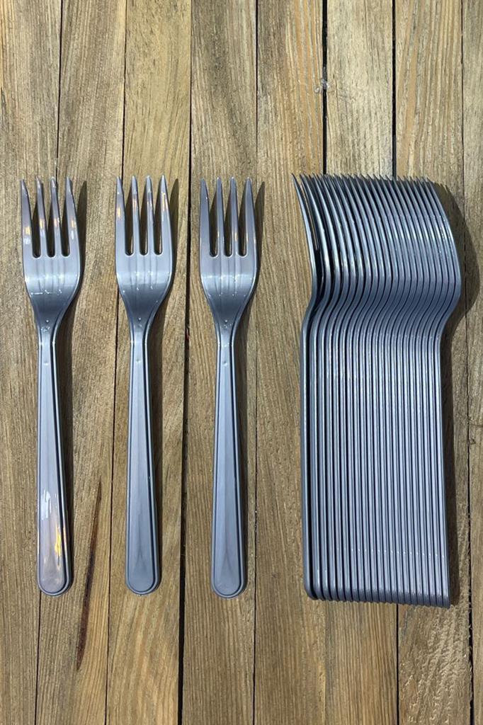 Beysüs Plastik Çatal Parti Çatal Gümüş 