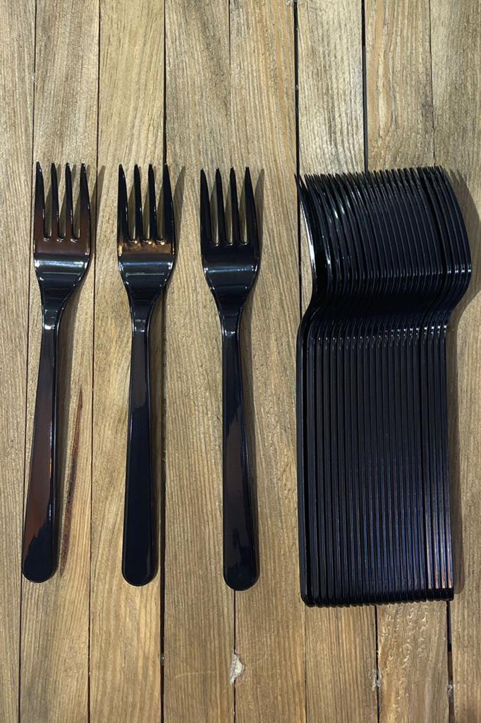 Beysüs Plastik Çatal Parti Çatal Siyah