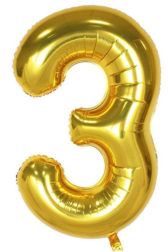 Beysüs Rakam Folyo Balon Gold 3 Rakam 40 İnç