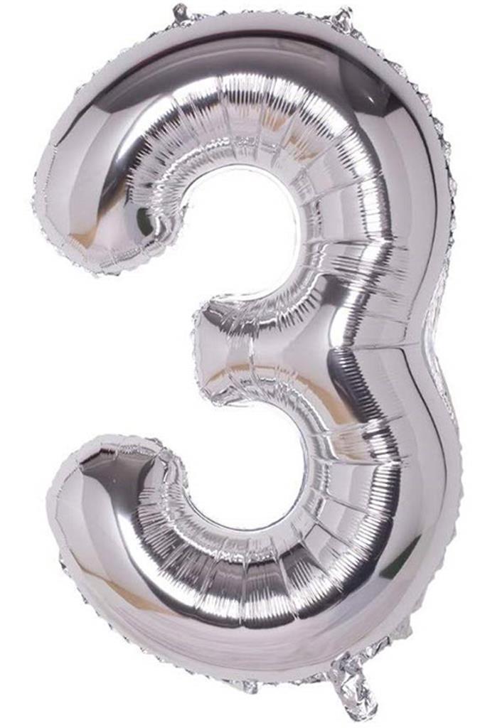 Beysüs Rakam Folyo Balon Gümüş 3 Rakam 40 İnç