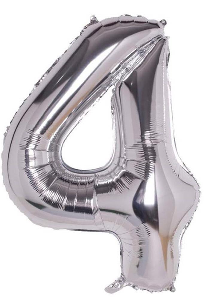 Beysüs Rakam Folyo Balon Gümüş 4 Rakam 40 İnç