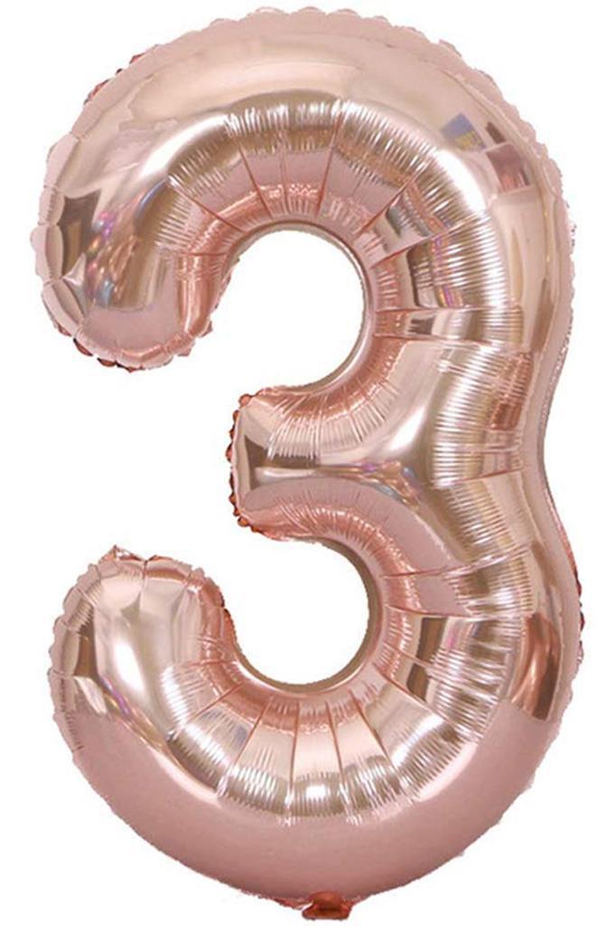 Beysüs Rakam Folyo Balon Rosegold 3 Rakam 40 İnç