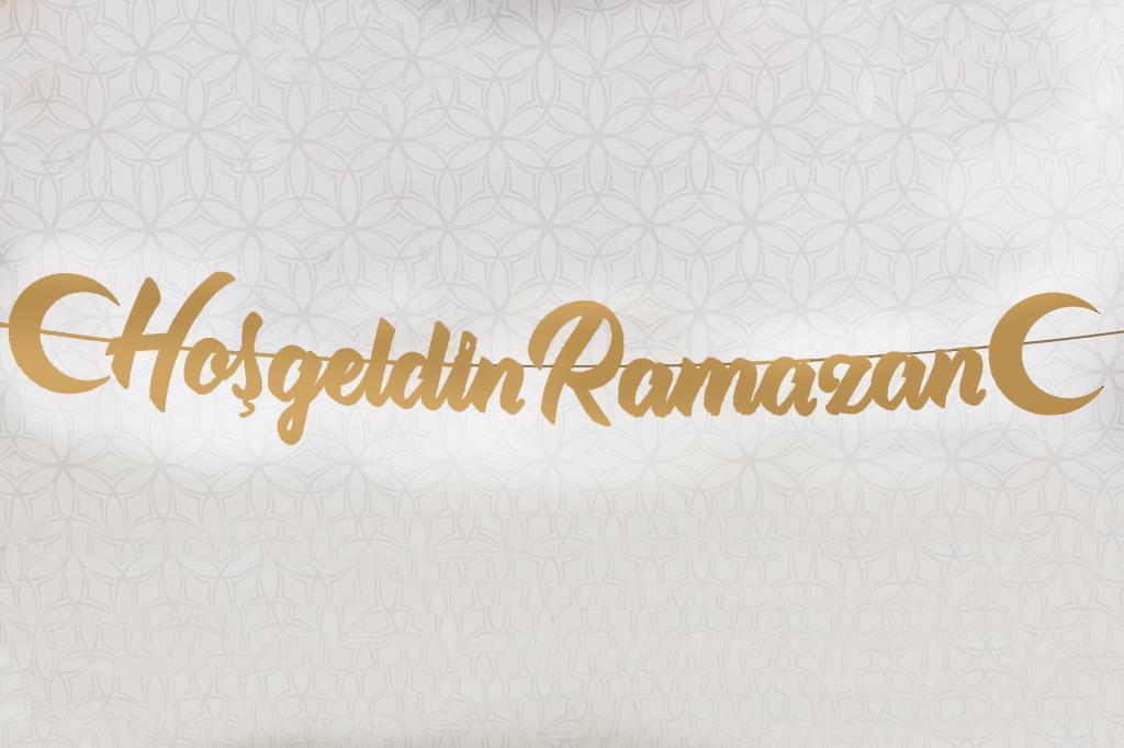 Beysüs Ramazan Ayı Banner Afiş Hoş Geldin Ramazan Elyazısı Gold - 1