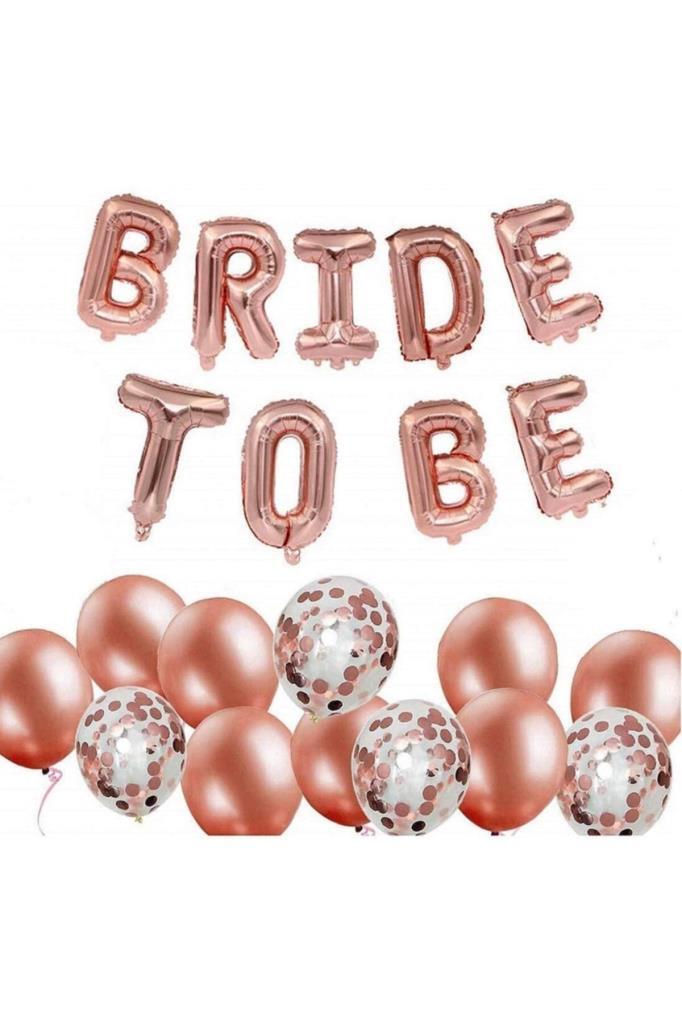 Beysüs Rose Gold Bride To Be Konfetili Folyo Balon Set