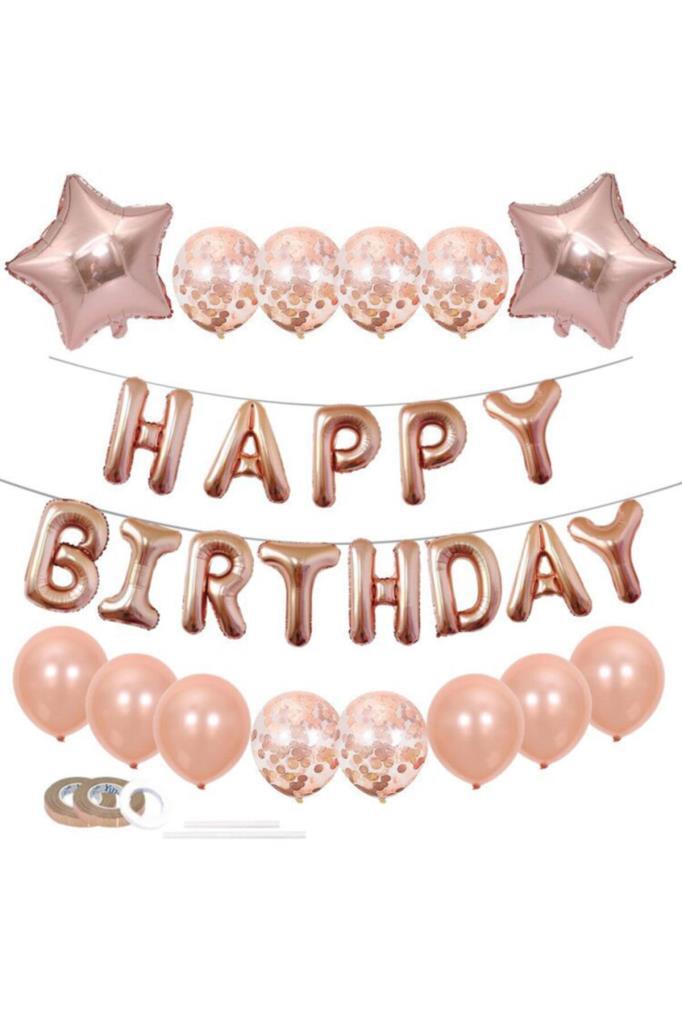 Beysüs Rose Gold Happy Birthday Doğum Günü Seti