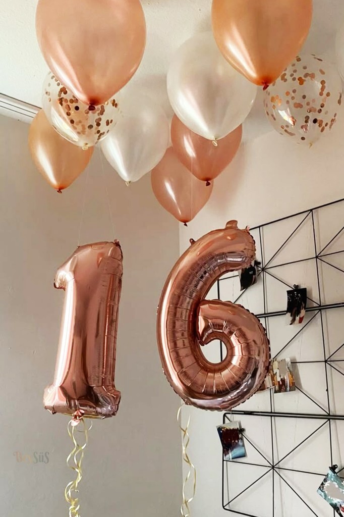 BeySüS Rosegold 16 Rakam Folyo Balon 80 cm - 6
