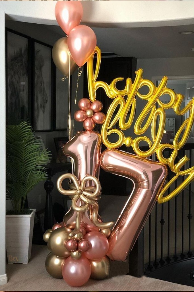 BeySüS Rosegold 17 Rakam Folyo Balon 80 cm - 5