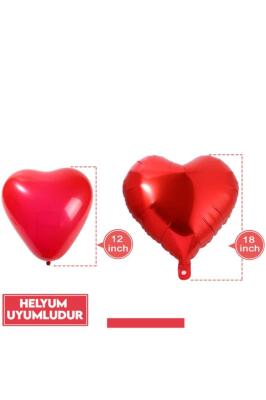 Beysüs Sevgililer Günü Süsleme Paketi Kırmızı 500 Gül Yaprakları, Kalp Balon Seti, Love Balon - 4