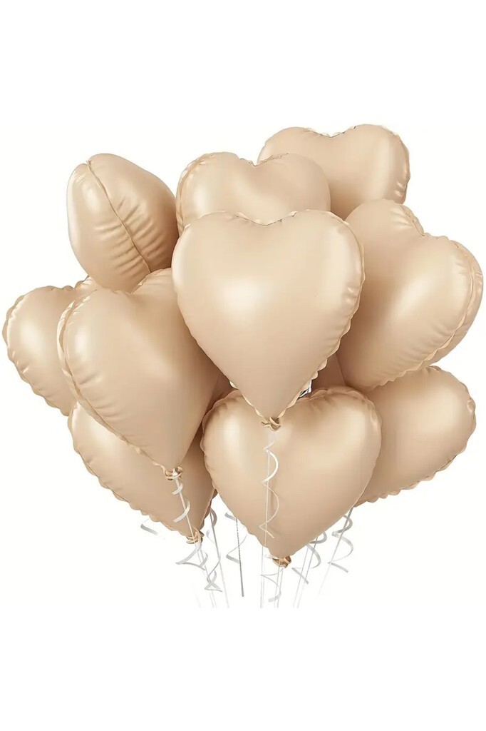Beysüs Ten Rengi Pudra Retro Kalp Folyo Balon 18 inç 5 Adet - Beysüs