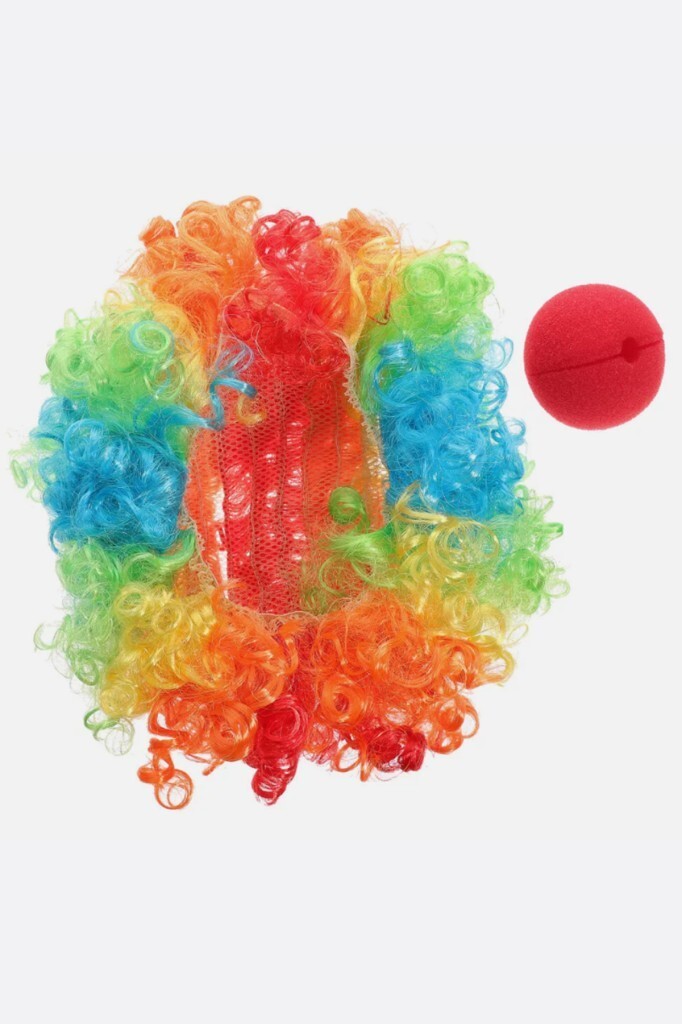 Beysüs Unisex Renkli Palyaço Peruk Saç Bonus Ve Burun Seti - 4