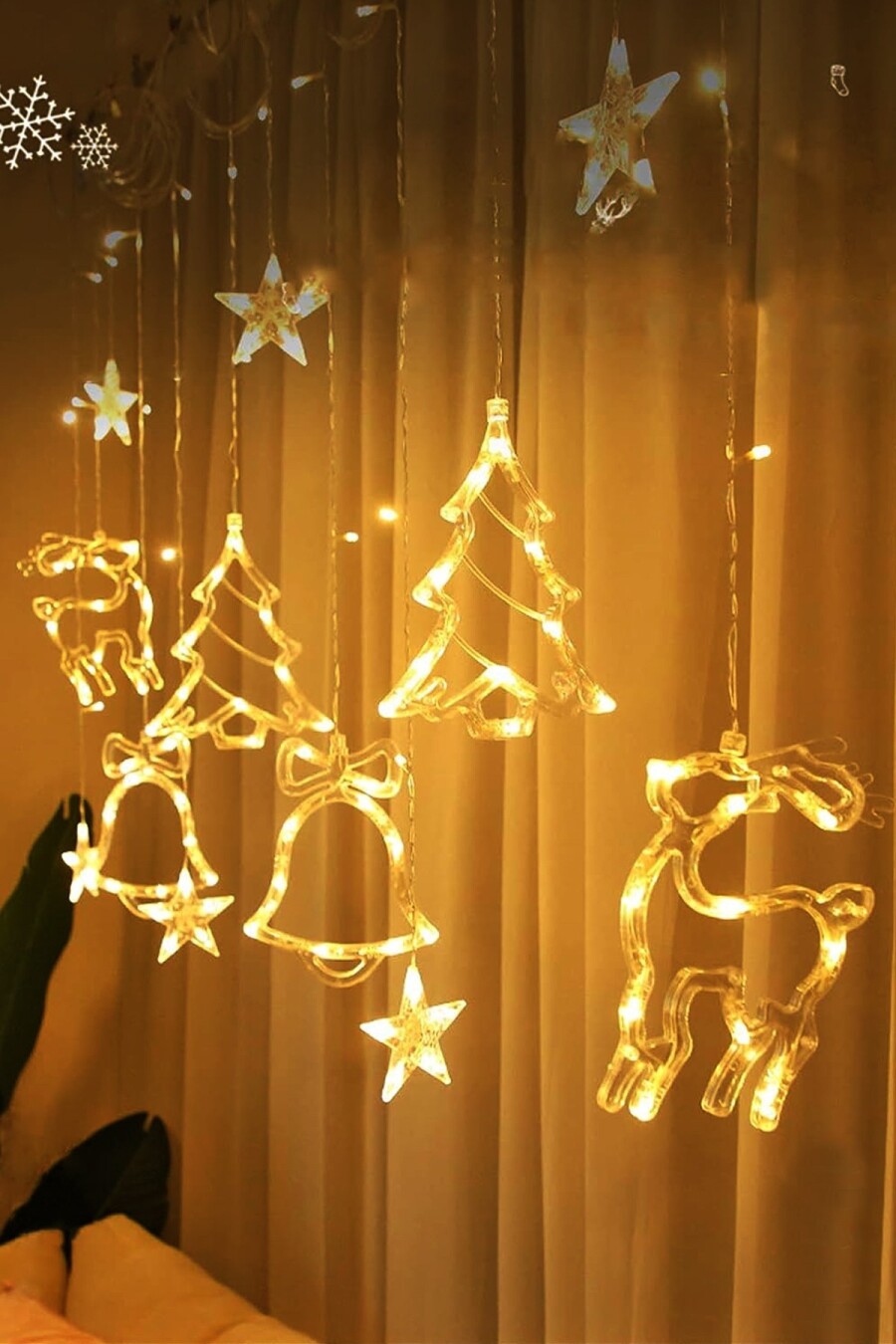 Beysüs Yılbaşı Çam Ağacı Süsü Geyik Ağaç ve Zil Perde Led Gün Işığı - 1