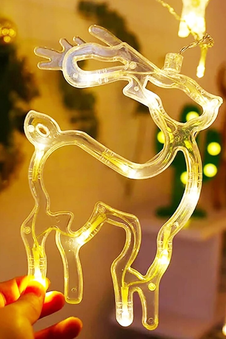 Beysüs Yılbaşı Çam Ağacı Süsü Geyik Ağaç ve Zil Perde Led Gün Işığı - 5