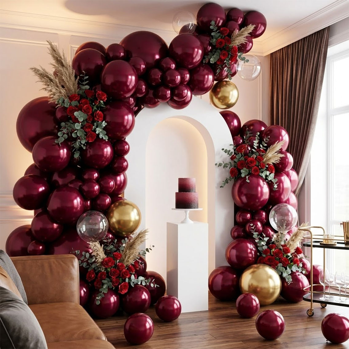 Bordo Renk Lateks Metalik Balon (30 cm) - 100 Adet