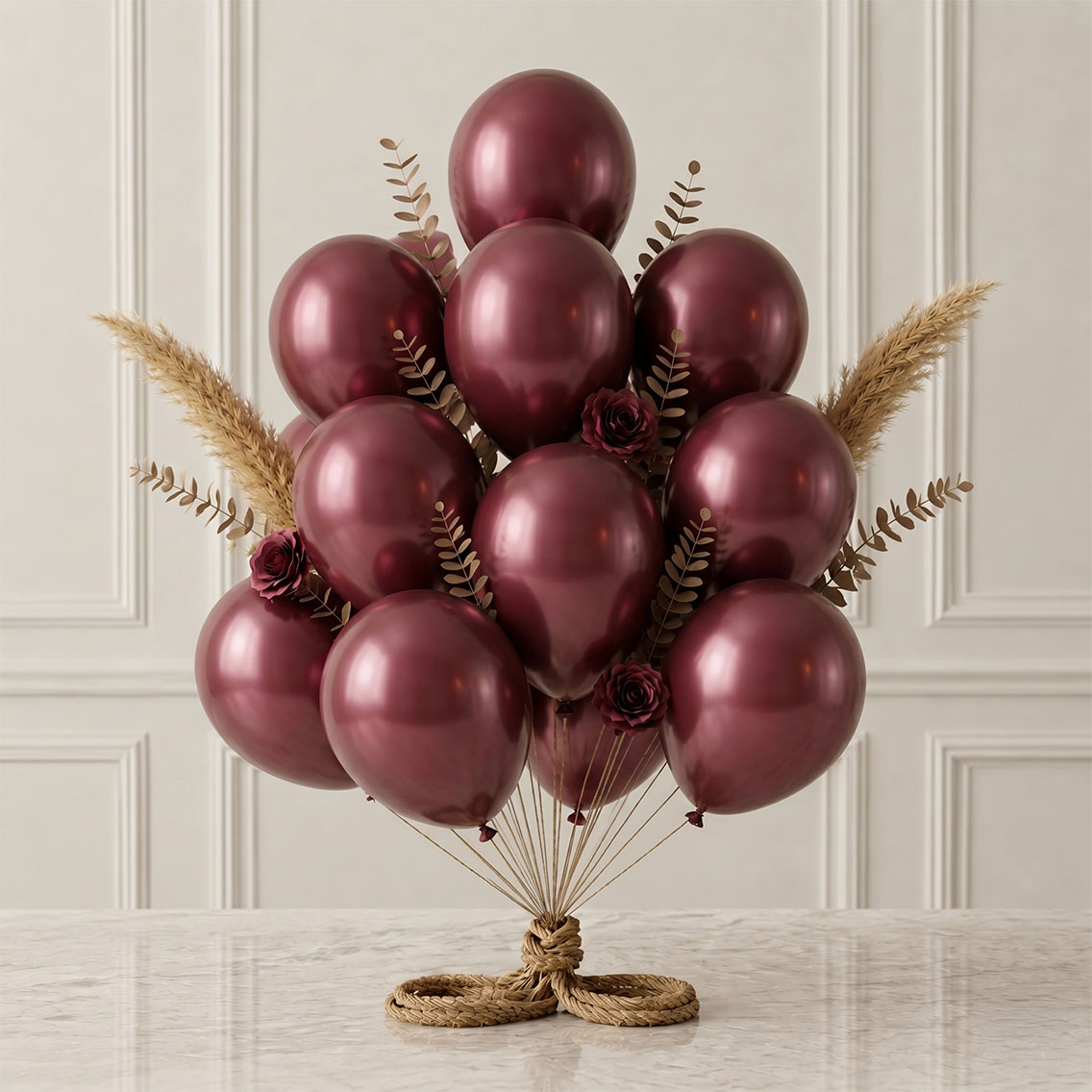 Bordo Renk Lateks Metalik Balon (30 cm) - 12 Adet