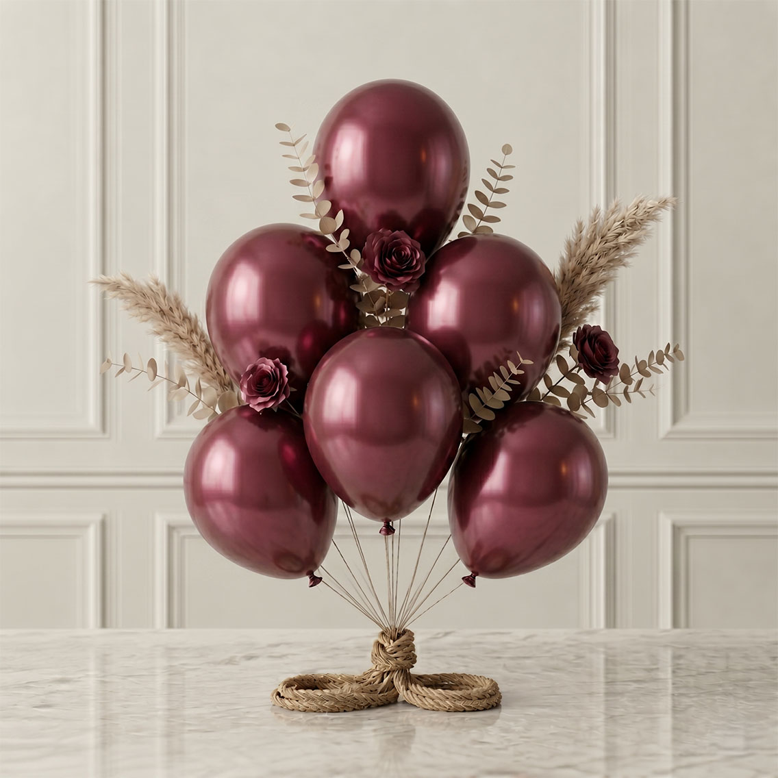 Bordo Renk Lateks Metalik Balon (30 cm) - 6 Adet