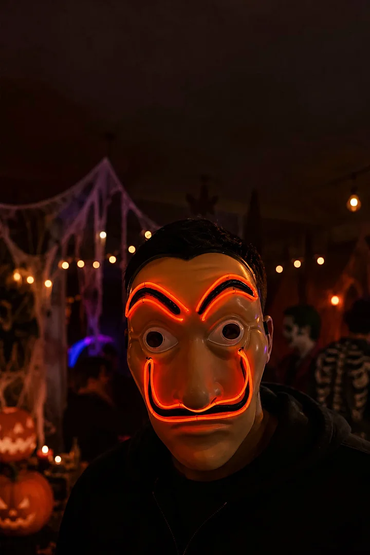 Cadılar Bayramı Işıklı Papel Maske Kırmızı - Beysüs