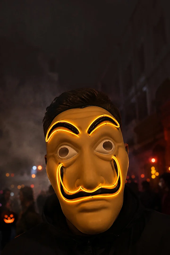 Cadılar Bayramı Işıklı Papel Maske Sarı - Beysüs
