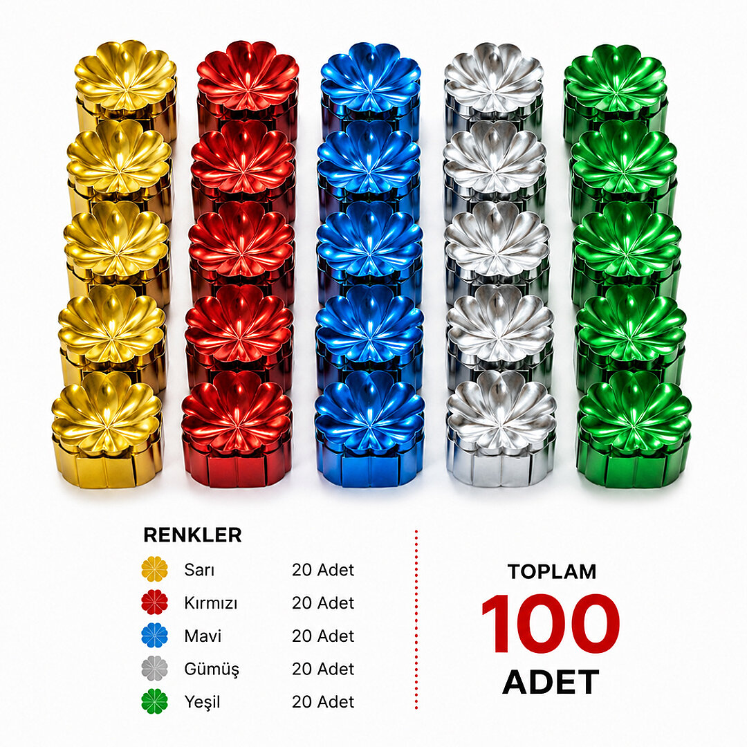 Çiçek Desenli Hediyelik Kına Gecesi Kınası 100 Adet 