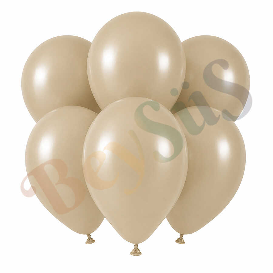 Deniz Kumu Renk Lateks Retro Balon (30 cm) - 6 Adet