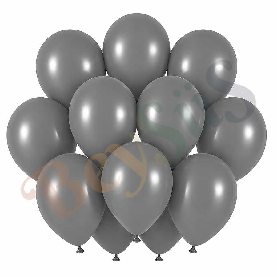 Duman Renk Lateks Retro Balon (30 cm) - 12 Adet