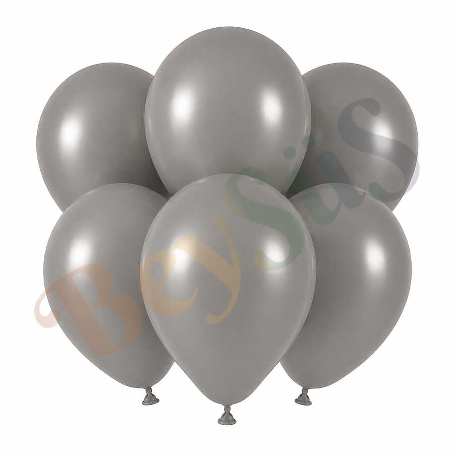 Duman Renk Lateks Retro Balon (30 cm) - 6 Adet