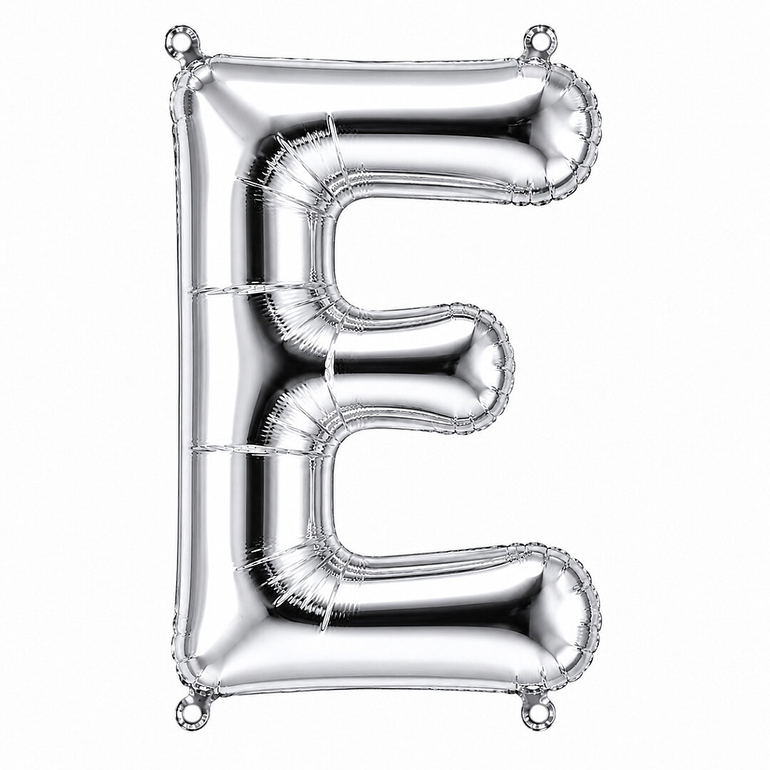 E Harfi Folyo Balon Gümüş Rengi (36 cm) 