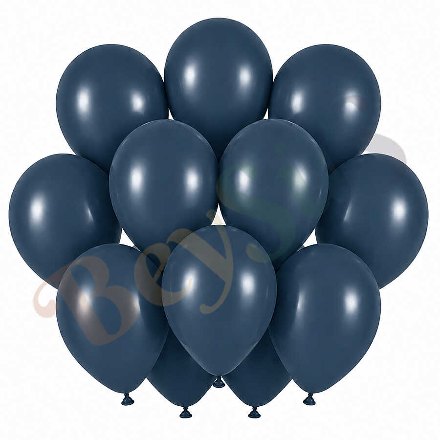 Fırtına Mavisi Renk Lateks Retro Balon (30 cm) - 12 Adet