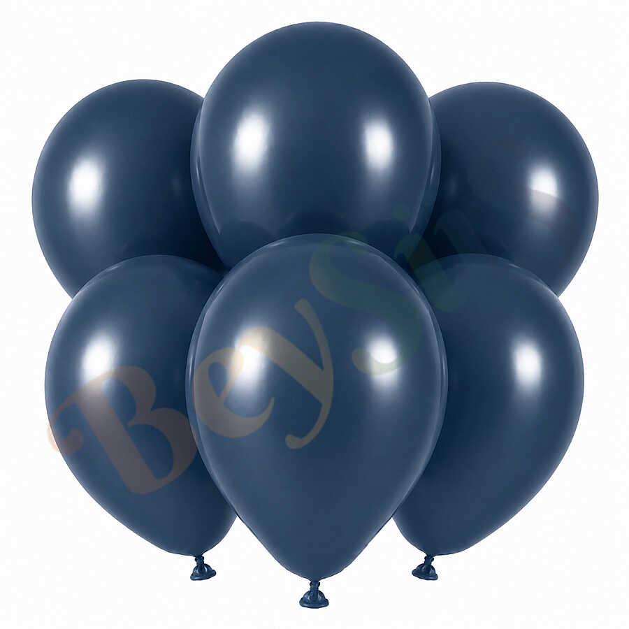 Fırtına Mavisi Renk Lateks Retro Balon (30 cm) - 6 Adet