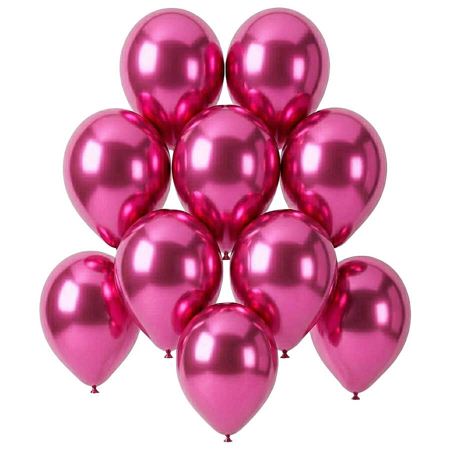 Fuşya Renk Lateks krom Balon (15 cm) - 10 Adet